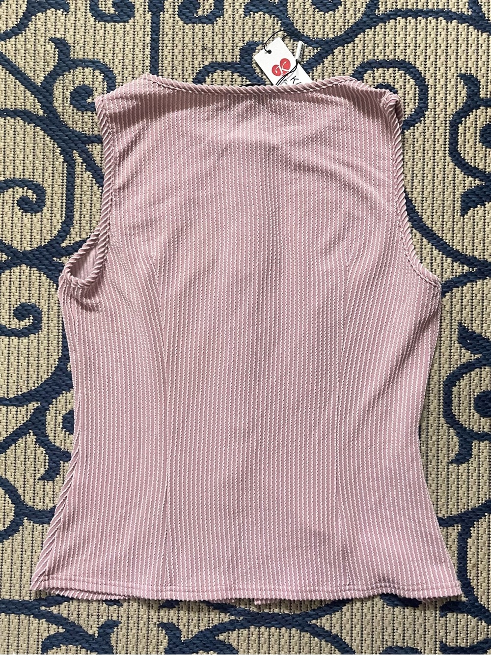 Sleeveless Ribbed Button-Front Tank - Mauve Pink - Picture 3 of 10